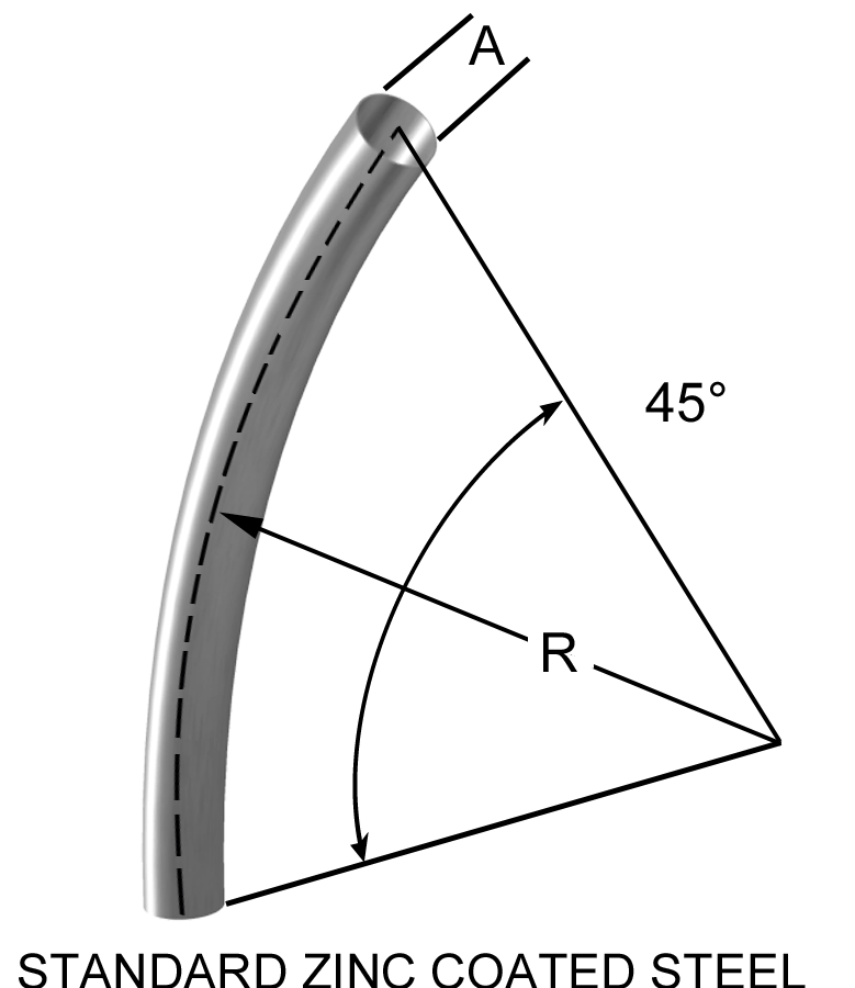 45° Long radius bend duct