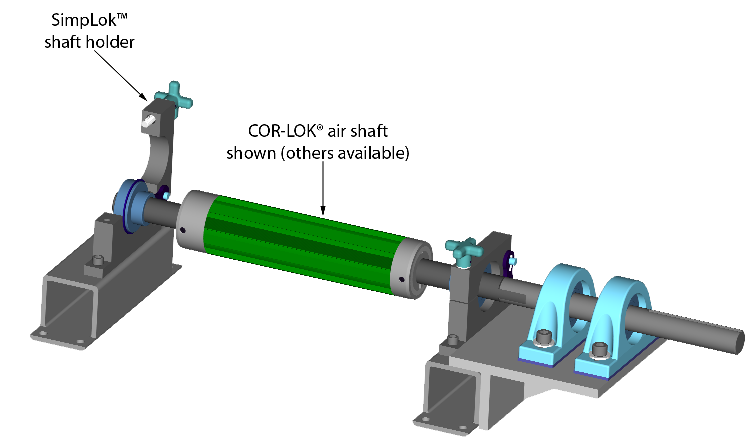 SimpLok Rewind / Unwind SimpLok shaft holder rewind / unwind station